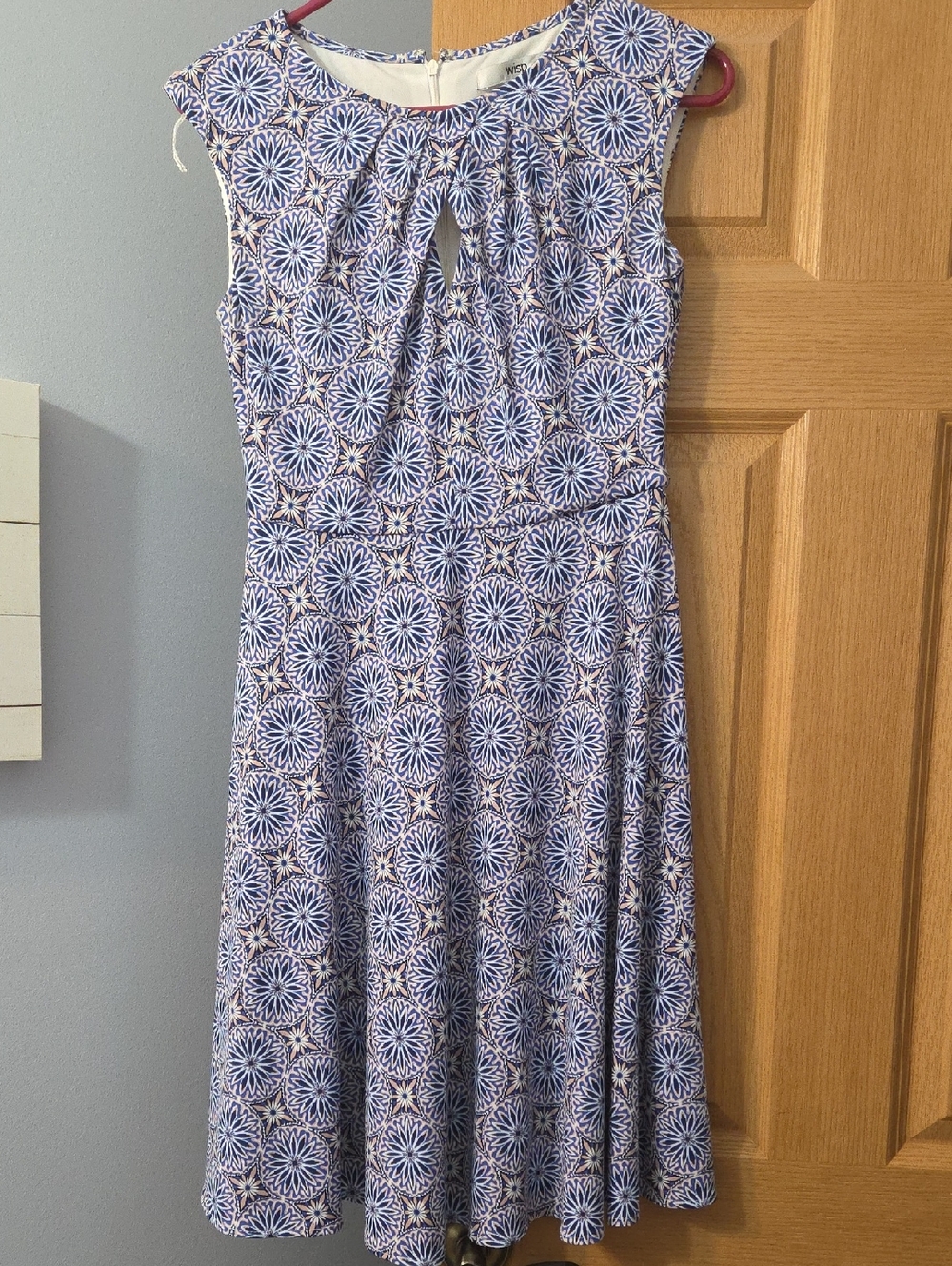 Sleeveless Navy Floral-Pattern Midi Dress